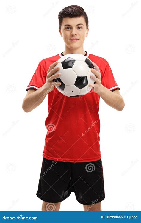 Male Teenager Holding A Soccer Ball Stock Photo Image Of Person