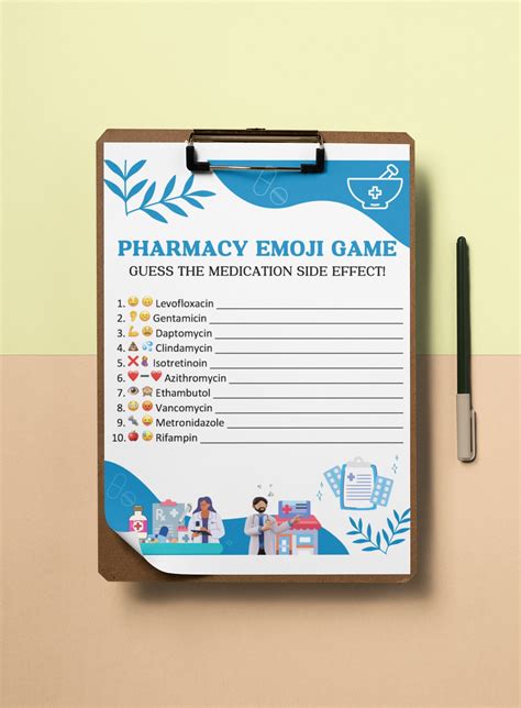 Pharmacy Emoji Medication Side Effects Pharmacy Week Pictionary