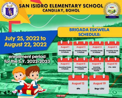 5x4 Enrollment And Brigada Eskwela Schedule San Isidro Es