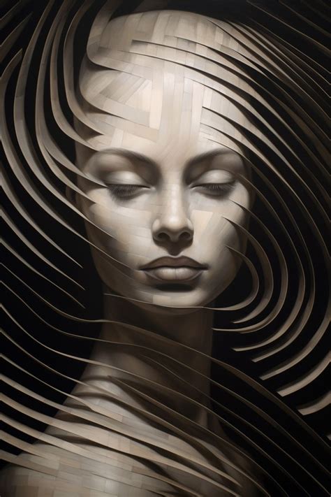 A Woman S Face Is Surrounded By Wavy Lines