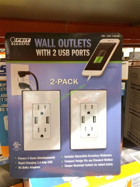 Feit Electric Wall Receptacle With Usb Ports 2pk Costcochaser