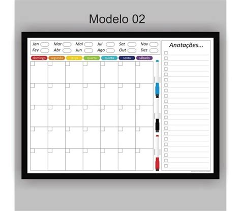 Quadro Planejamento Mensal Com Moldura Escolha O Modelo Elo7