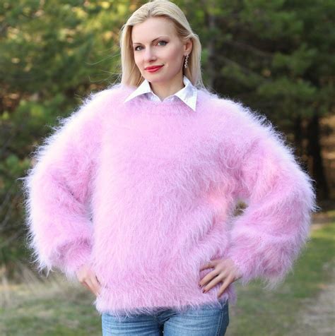 Fuzzy Crewneck Mohair Sweater Thick Fluffy Pullover SuperTanya Mohair