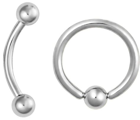 Set Of 2 16g Surgical Steel Daith Earring Eyebrow Ring And Rook