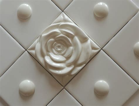 White Ceramic Buttons Mosaic Decorative White Tile Inserts Etsy