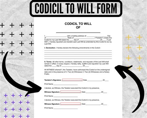 Will Codicil Will Codicil Form Will Codicil Templates Last Will And