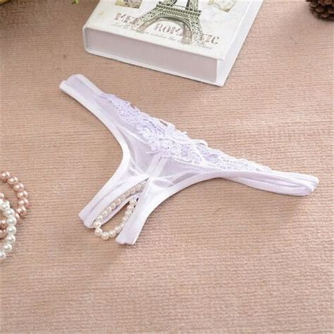 Underwear Pearl Sexy G String Crotchless Lace Night Panties Thongs Open