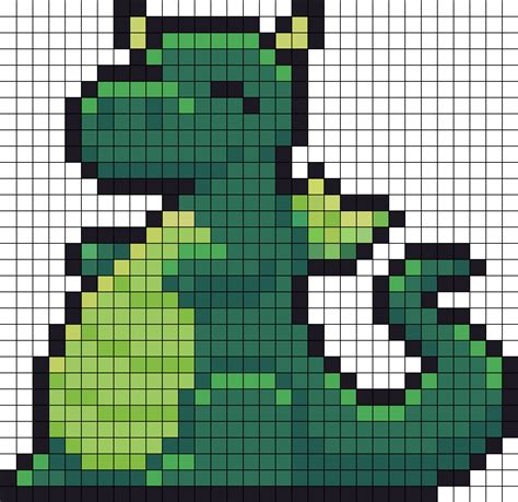 Dragon Pixel Art Happy Cute Dragon Kandi Pattern Accomplish With
