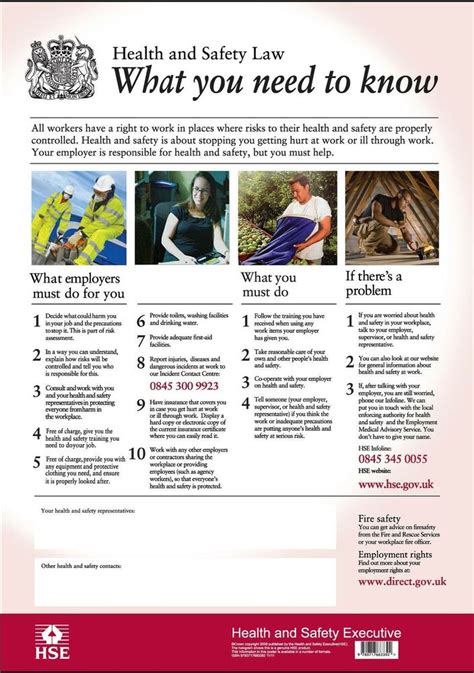 Posters, available in english and other languages, may be downloaded free of charge and printed directly from the advisor. HSE Health And Safety Law Poster A4 - Latest Version Water ...