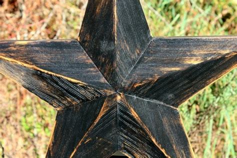 Rustic Beveled 5 Point Black Wood Star 21 By Waterfallmountainart
