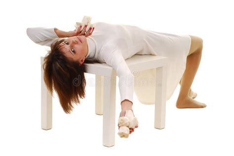 Woman Laying On Table Stock Image Image Of Image Face 9806567