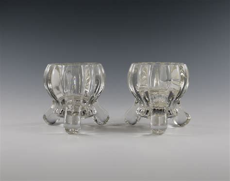 Vintage Jeannette Crystal National Three Toe Candle Holders Etsy De