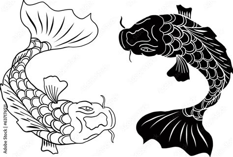 koi carp vector isolate for tattoo japanese carp drawing hand drawn line art of koi carp vector