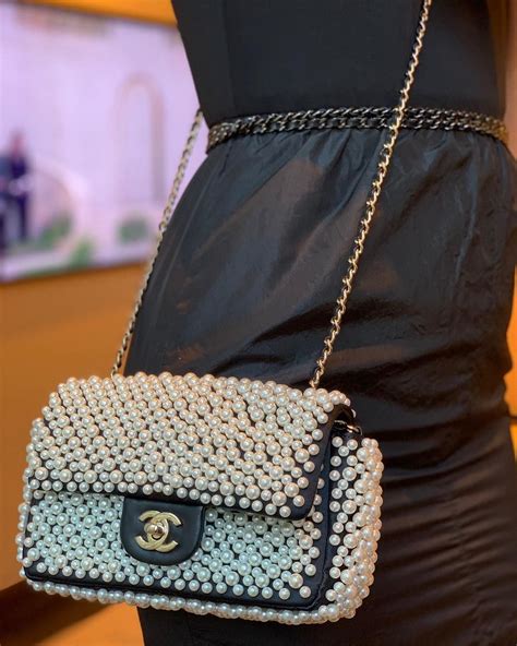Chanel Pearl On Flap Bag Bragmybag Chanel Bag Chanel Pearls Bags