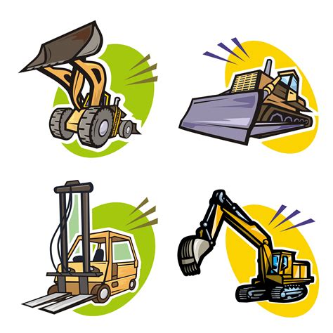 Set Of Bulldozer Excavator And Forklift 1259031 Vector Art At Vecteezy