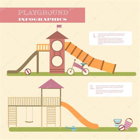 Playground Infographic Elements Vector Flat Illustrationkids Playing