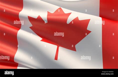High Resolution Close Up Flag Of Canada 3d Illustration Stock Photo