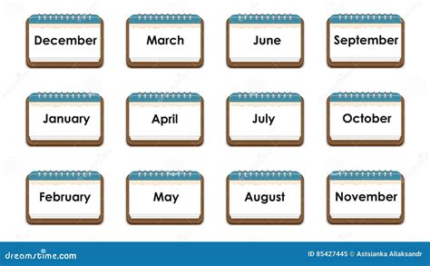 Kalenderikone Mit Dem Namen Von Monaten Vektor Abbildung Illustration