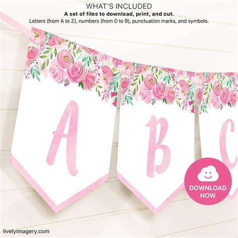 Pink Bunting Banner Print And Cut Files For Custom Text Png Etsy
