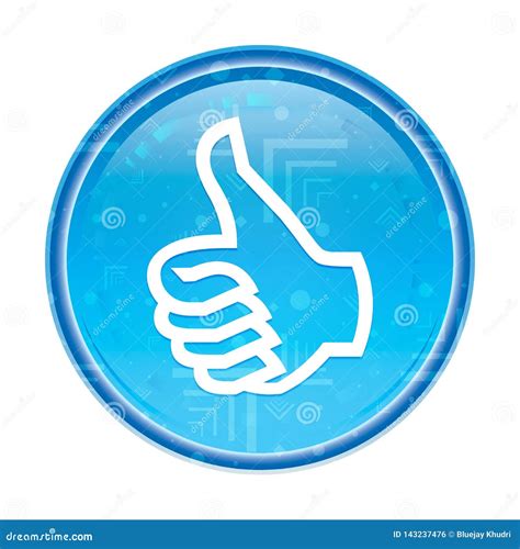 Thumbs Up Icon Floral Blue Round Button Stock Illustration