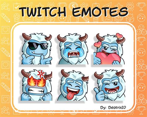 6 X Twitch Emotes Yeti Etsy