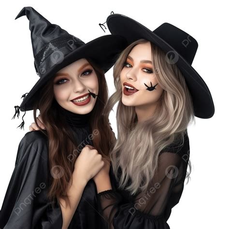 retrato de duas bruxas celebrando a amizade em uma festa de halloween png fantasia de dia das
