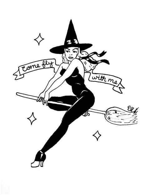 Come Fly With Me Witch Pinup Pinup Drawing Witch Drawing