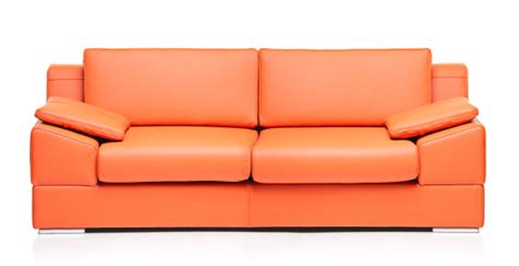 Image Of A Modern Orange Leather Sofa Stock Photo Download Image Now