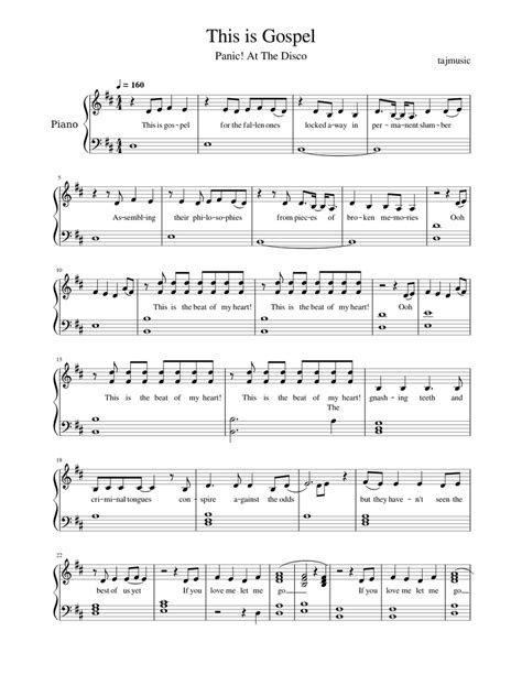 This Is Gospel Panic At The Disco Sheet Music For Piano Download