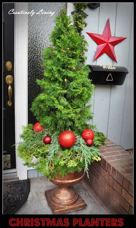 Christmas Tree With Ornaments Planter Christmas Porch Decor Christmas