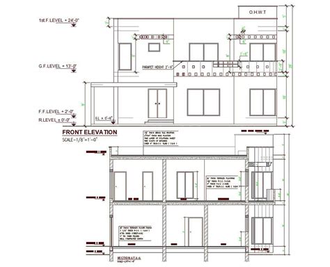 Cross Section And Elevation Of Two Storey House In Autocad Drawing Dwg My Xxx Hot Girl