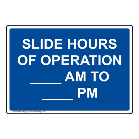 Recreation Custom Sign Slide Hours Of Operation Am To Pm
