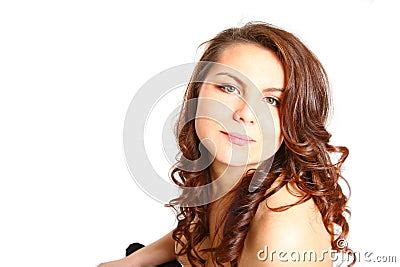Smiling Beautiful Brunette Woman With Naked Shoulder Isolated Royalty Free Stock Photo Image