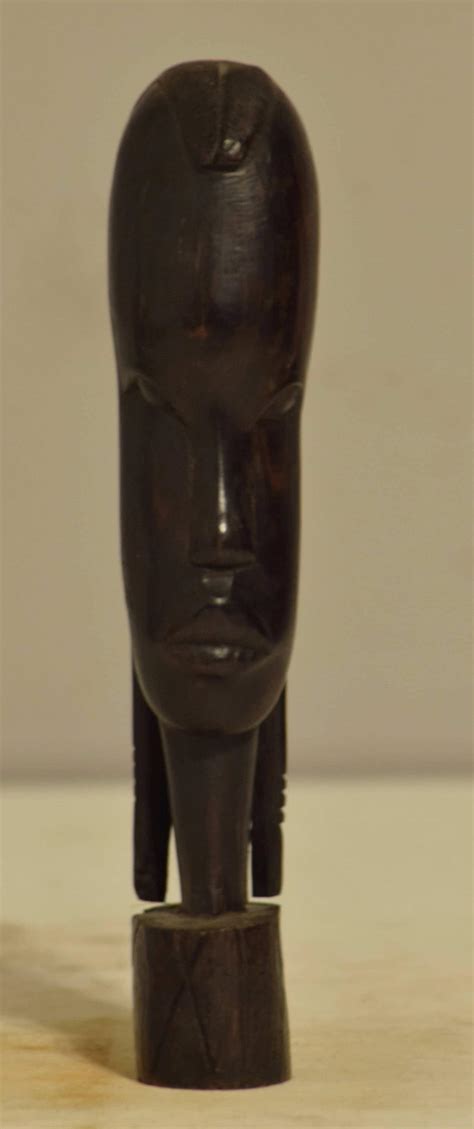 African Ebony Wood Carved Female Bust Statue Tanzania