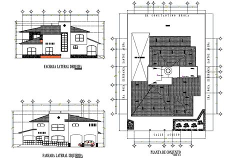 Roof Plan And Elevation House Layout File Cadbull