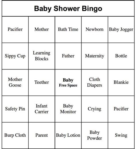23 Free Printable Baby Shower Bingo Cards Id