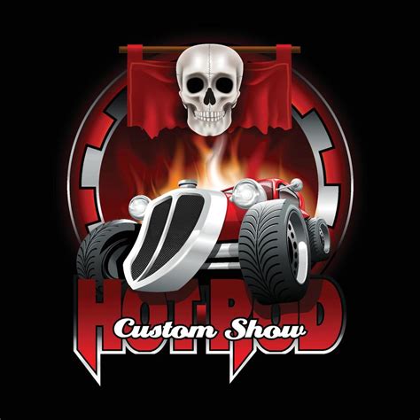 Vintage Hot Rod Logo For Printing On T Shirts Or Posters Vector