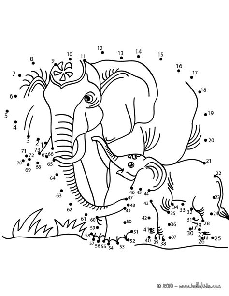 Elephants Dot To Dot Game Coloring Pages