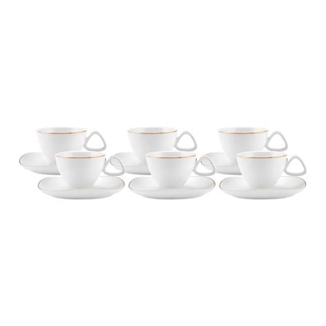 Karaca Middle Piece Porcelain Espresso Turkish Coffee Cup Set For