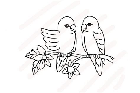 Love Birds Line Drawing Svgpng Hand Drawing 63445