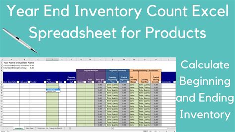 Year End Inventory Count Excel Spreadsheet For Products