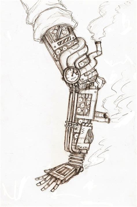 Mechanical Arm Kinda By Yogurei On Deviantart Steampunk Drawing
