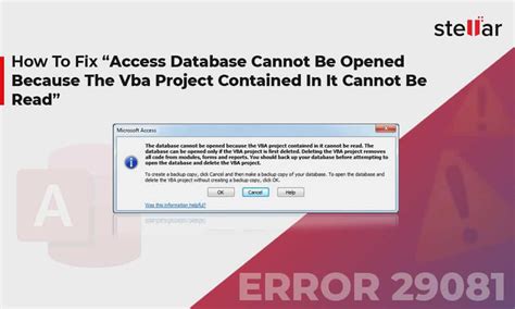 How To Fix Access Database Cannot Be Opened Because The Vba Project Contained In It Cannot Be