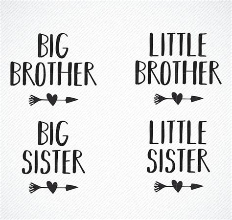 Calligraphy Silhouette Cut File Little Brother Big Brother Instant
