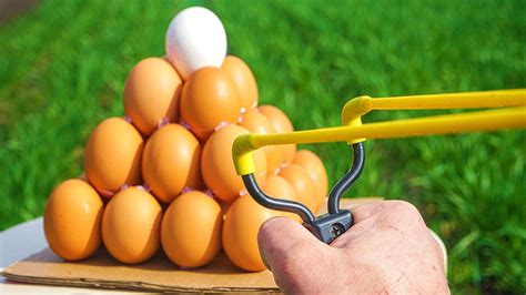 Experiment Pyramid Of Eggs Vs Slingshot YouTube