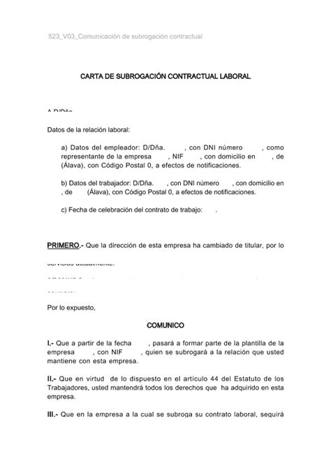 Modelo Carta Subrogacion Trabajador Images And Photos