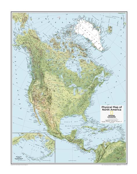 North America Physical Map National Geographic Atlas Of The World