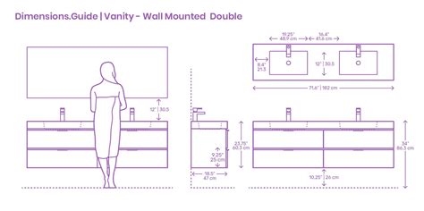 You'll also find dimensions for standard size toilets, sinks, showers and bathtubs. Double Vanity Sink Size