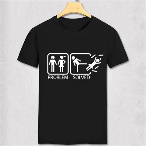 Problem Solved T Shirts Men Cotton O Neck Short Sleeve Funny Print Man T Shirt Rude Geek Design
