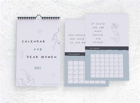 Female Minimalist Calendar 2021 85x14 Wall Calendar Wall Etsy